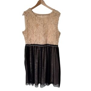 Anthropologie weston women's Rose Appliqué Tulle Dress XL Sleeveless